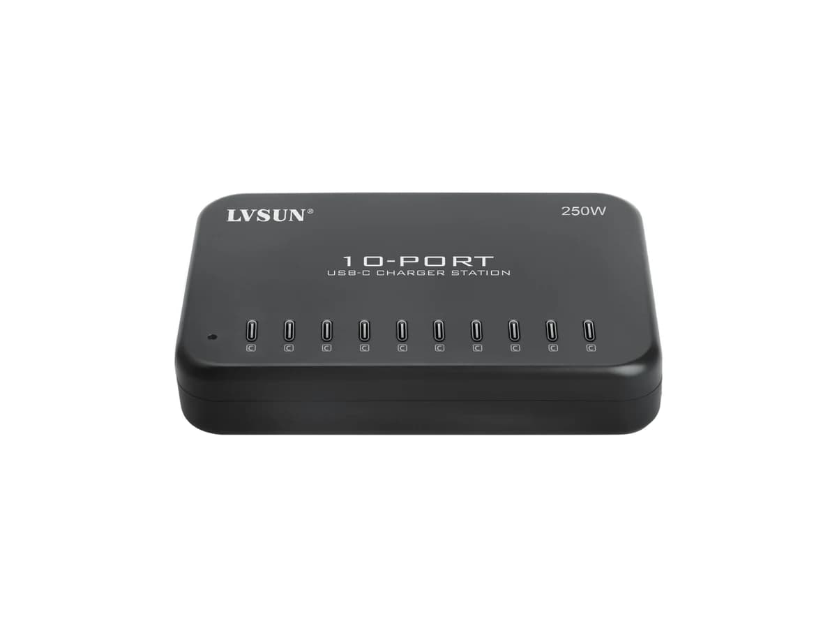 Estación de carga USB-C LVSUN LS-10U24C-250 de 250 W y diez puertos