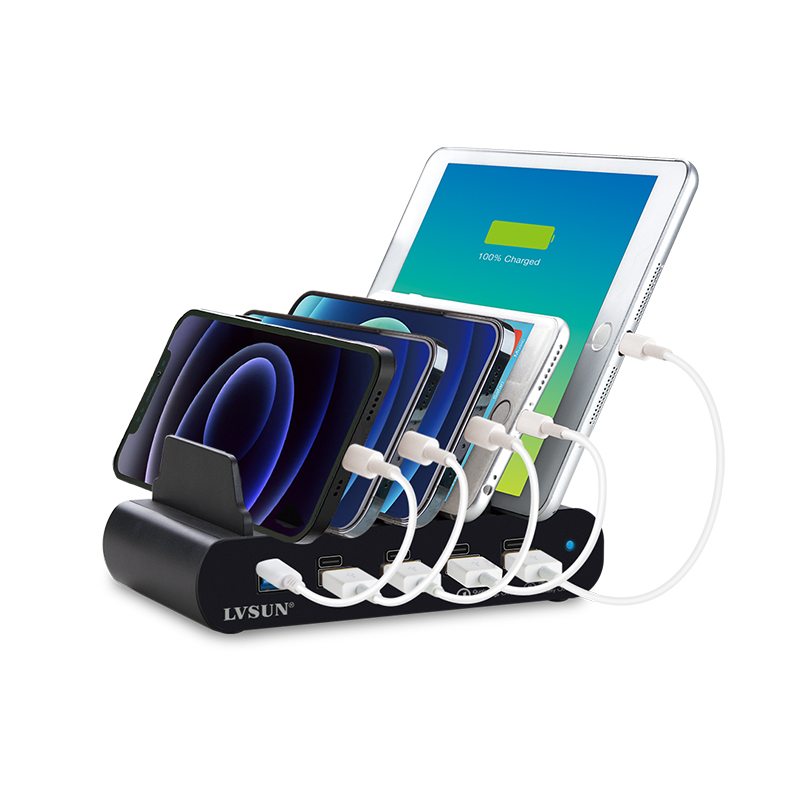 Cables USB Lvsun USB-chargeur station Smart 4-Port LS-Q4U Steckdose, KFZ,  LKW Ausgangsstrom (max.) 10200mA 4 x USB 2