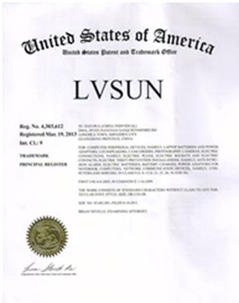 The strategy of “LVSUN” international brand, “LVSUN” brand registered successfully in United States