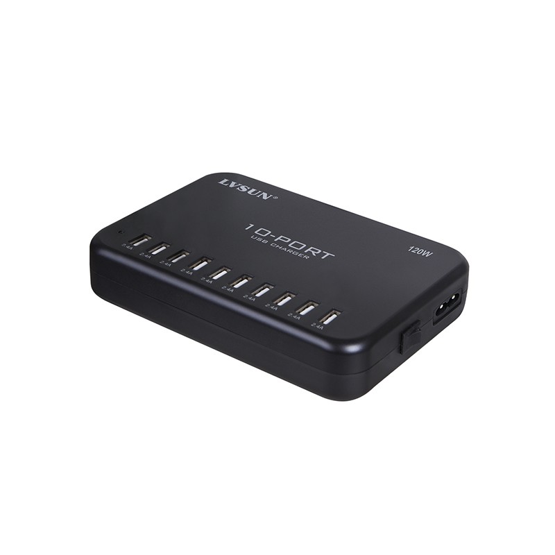 120W 24A 10-Port Universal USB Charger