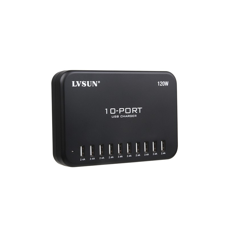 120W 24A 10-Port Universal USB Charger